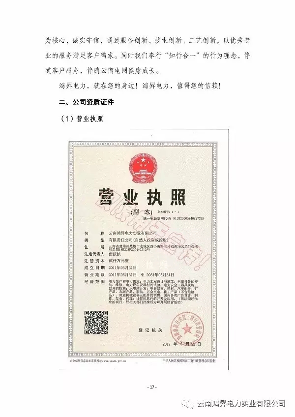 云南鴻昇電力實業(yè)有限公司售電業(yè)務概述