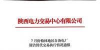 《7、8、9月份榆林地區(qū)自備電廠清潔能源交易執(zhí)行情況通報(bào)》