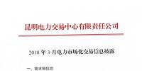 云南3月電力市場化交易信息披露：省內市場可競價電量約65億千瓦時