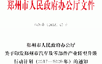關于印發(fā)鄭州市汽車及零部件<font color=