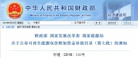 財(cái)政部、國家發(fā)展改革委、國家能源局公布可再生能源電價附加資金補(bǔ)助目錄（第七批）