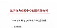 云南2018年9月電力市場(chǎng)化交易信息披露