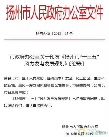 2.1GW！揚(yáng)州市“十三五”風(fēng)力發(fā)電發(fā)展規(guī)劃正式頒布：鼓勵(lì)投資建設(shè)和經(jīng)營(yíng)分散式風(fēng)電項(xiàng)目！