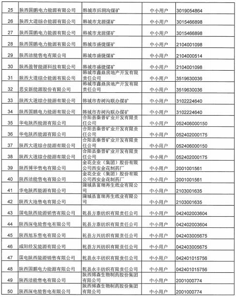 陜西2019上半年售電公司代理中小用戶自主協(xié)商直接交易申報(bào)情況