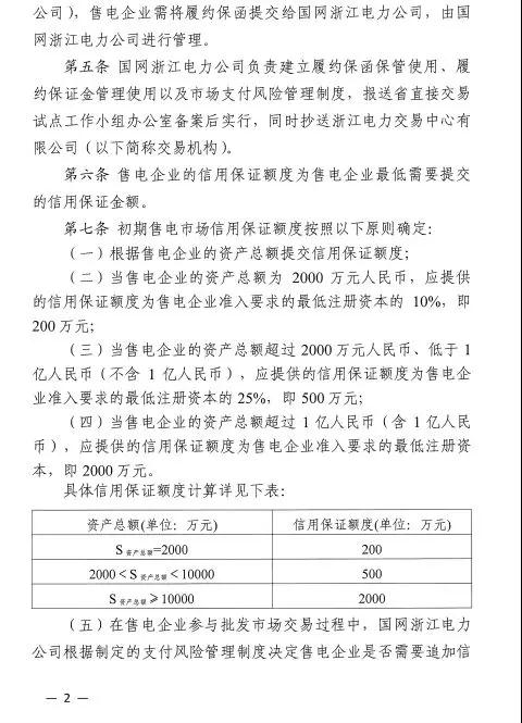 新規(guī)！浙江擬按售電企業(yè)資產(chǎn)總額繳納保函 最高2000萬